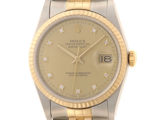 ROLEX ロレックス ウォッチ デイトジャスト 時計 16233G 腕時計 ステンレススチール/イエローゴールド/ダイヤ シャンパン ユニセックス 自動巻き【432】2148104025661 531,762円