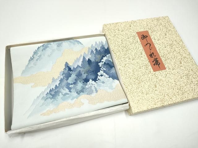 平和屋着物●爪掻き本綴れ　八寸名古屋帯　作家物　遠山樹林文　金糸　共箱付き　正絹　逸品　CABG9068hy