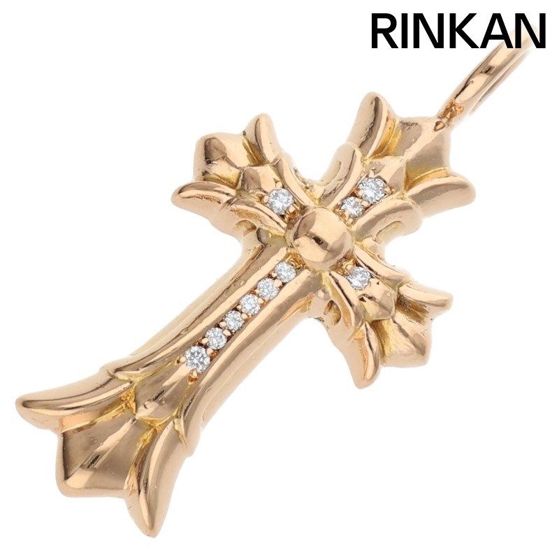 クロムハーツ 22K DBL CH CRS P/DMND/ダブルCHクロス PAVEダイヤ/チャーム/ゴールドネックレストップ メンズ