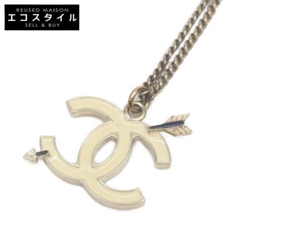 CHANEL　シャネル　10P エナメル アイボリー ココマーク アロー ネックレス