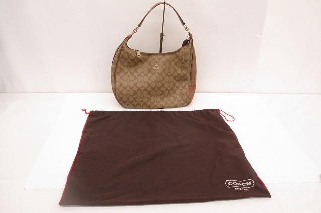 良品 コーチ COACH コーチ シグネチャーハーレーホーボー ショルダーバッグ F38300 ブラウン レディース
