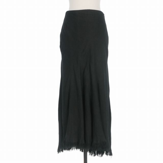 アンスクリア INSCRIRE 19SS フリンジ レーヨン ロングスカート 38 ブラック 黒 I19SS-SK26