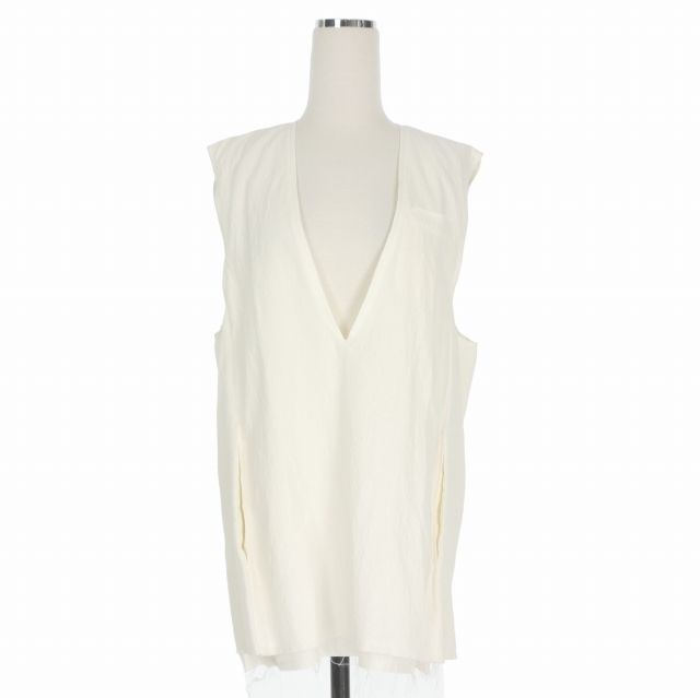 アンスクリア INSCRIRE 22SS boil washer sleeveless jacket スリーブレスジャケット ベスト ジレ 36 ホワイト 白 22SS-GILET5