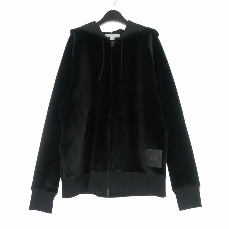 ワイスリー Y-3 ヨウジヤマモト 21AW U SQUARE VELVET SPACER FULL-ZIP HOODIE ジップ フーディ パーカー 長袖 M ブラック 黒 HB3341