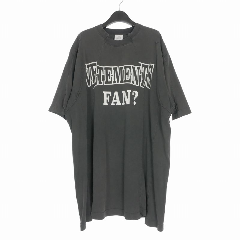 ヴェトモン ベトモン VETEMENTS 再構築 クルーネック プリントTシャツ カットソー 半袖 S ウォッシュドブラック 黒 UE54TR570B