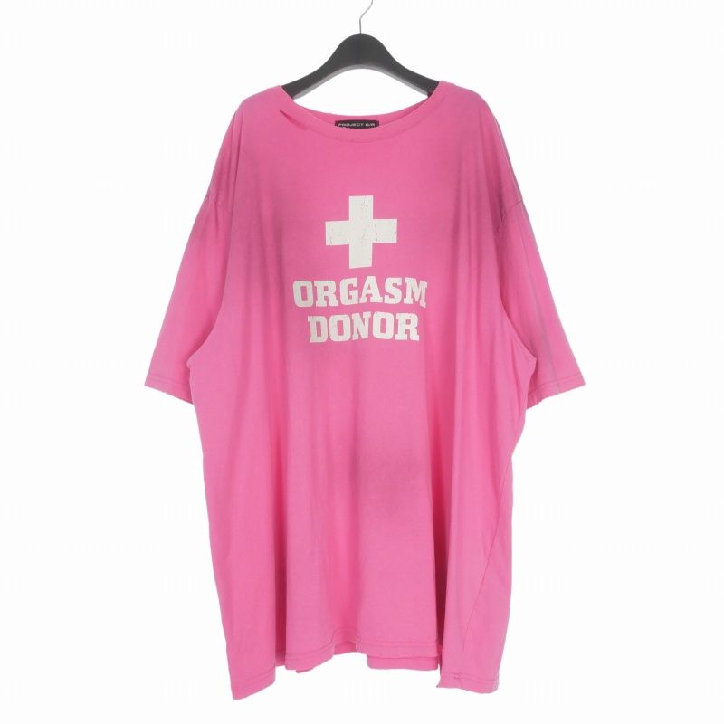 プロジェクトジーアール PROJECT G/R ORGASM DONOR プリントTシャツ カットソー 半袖 2 ピンク 0537578526