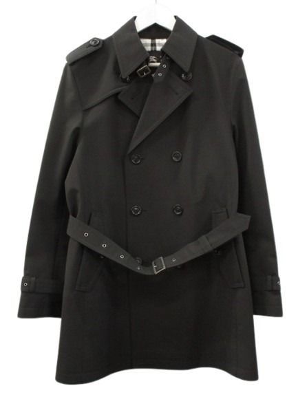 バーバリーブラックレーベル BURBERRY BLACK LABEL ボンディング トレンチ コート L ブラック 黒 アウター 上着