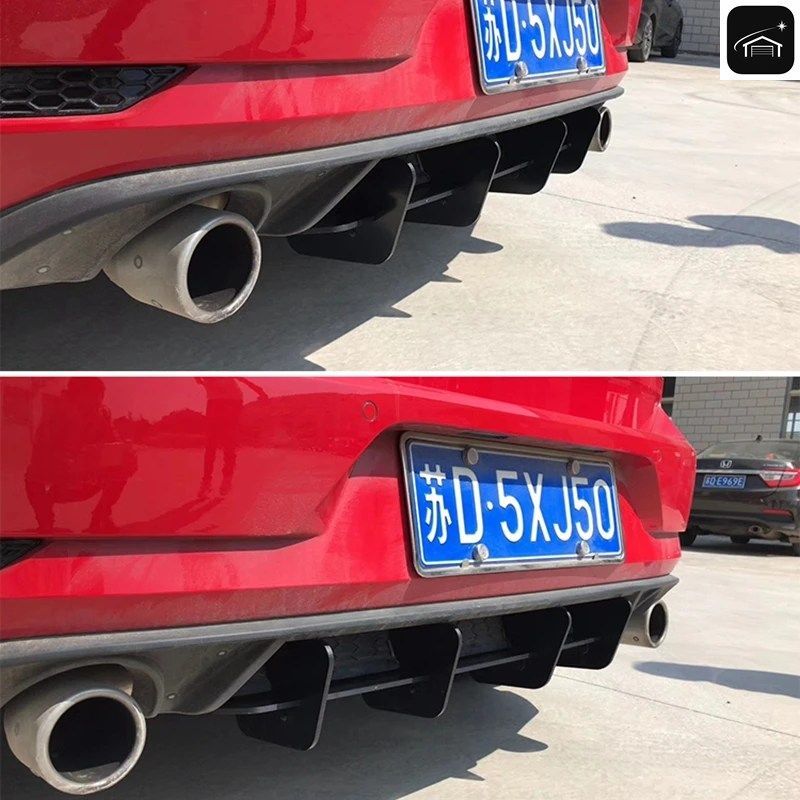 フォークスワーゲン VW ゴルフ VII MK6 GTI リアリップディフューザートリムカバー フィン シャークスタイル ABS バンパー プロテクター カ