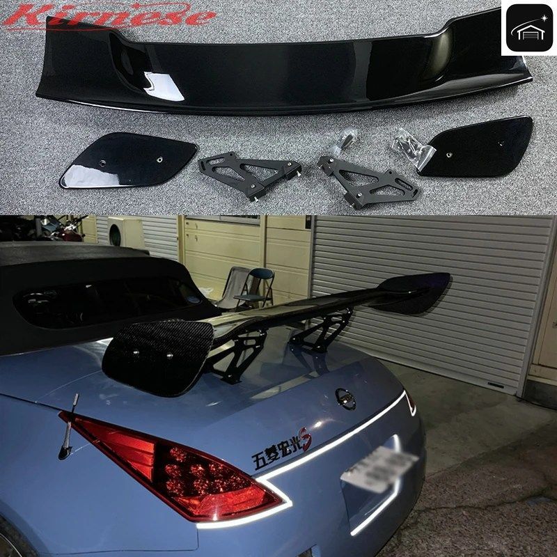 日産 350Z 370Z Z33 Z34 R34 R35 ABS樹脂製 未塗装 リアルーフ GT スポイラー ウィング トランクリップ ブーツ カバー カスタム パーツ