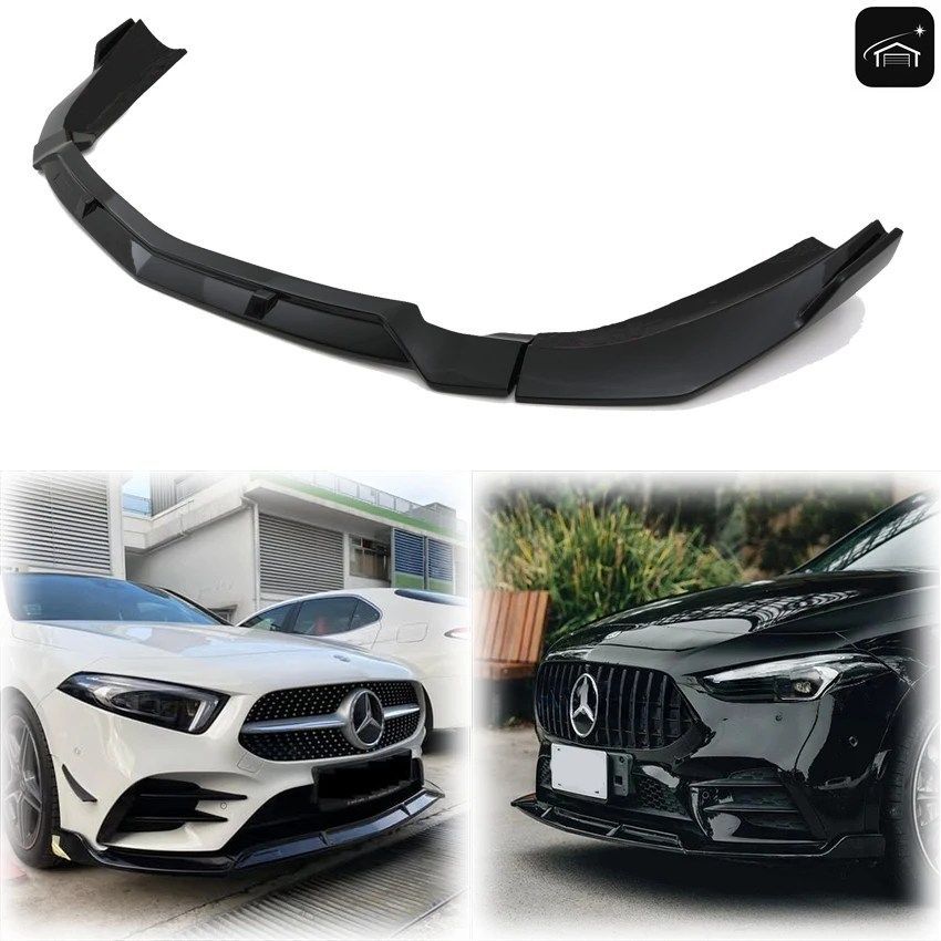3個セット 2019-2025 メルセデスベンツ Aクラス W177 A35 A45 スポーツ AMG BBスタイル フロントバンパーリップスポイラー フューザー スリ