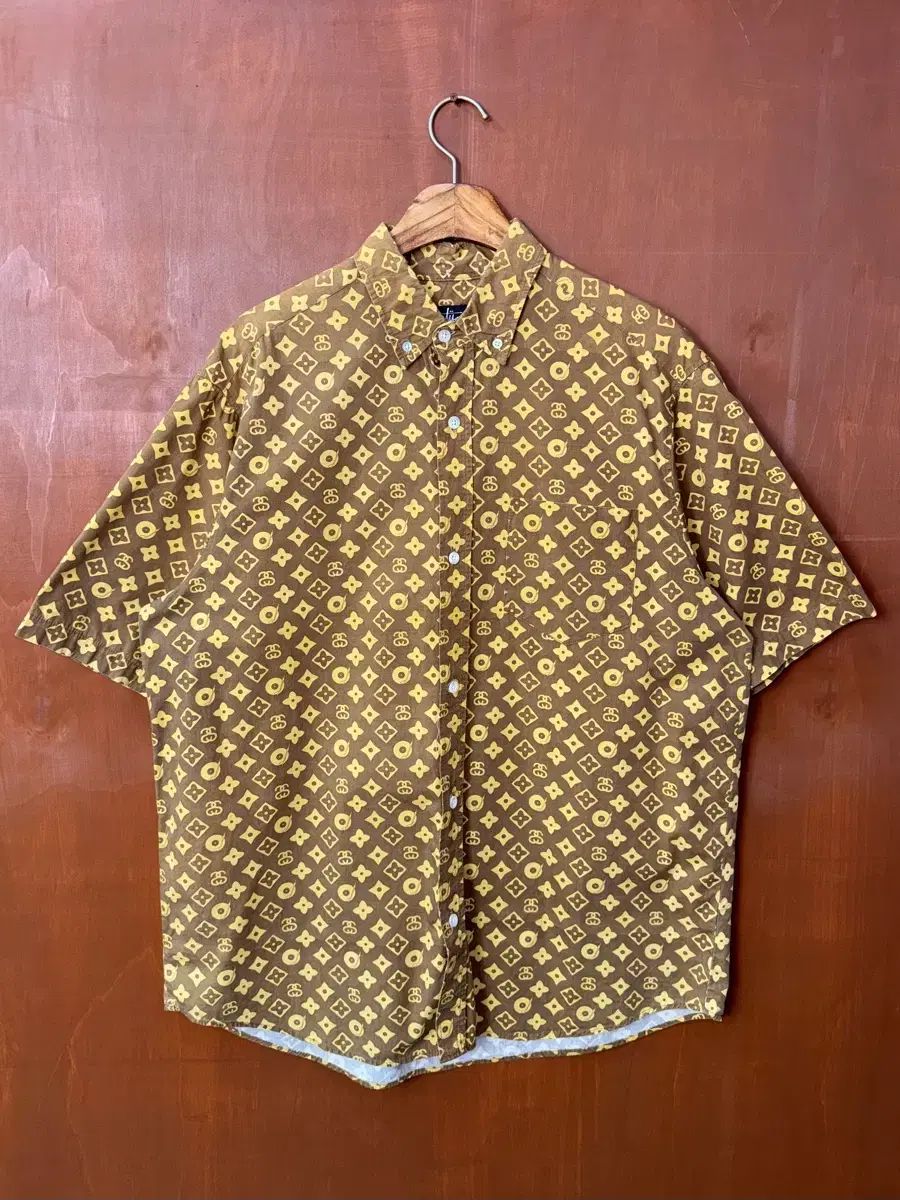 90s STUSSY ルイヴィトン モノグラム オマージュ 半袖シャツ ベージュ