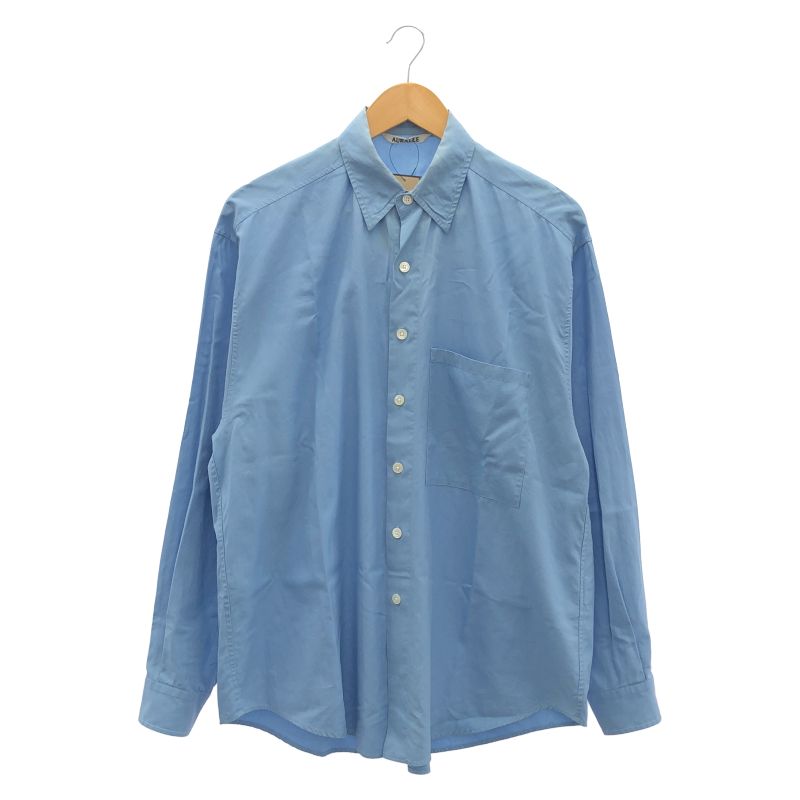 【中古】AURALEE WASHED FINX TWILL BIG SHIRT サイズ3 ブルー オーラリー[92]