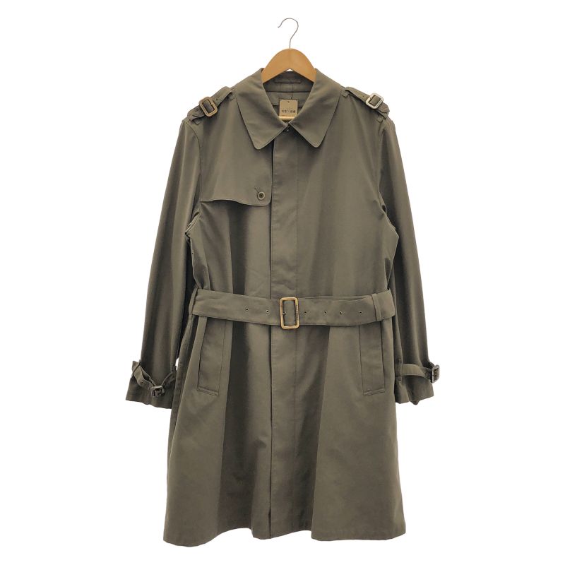 Burberry カーキ色 フード付き ステンカラーコート 中古】BURBERRY ステンカラーコート サイズLL カーキ ライナー付き
