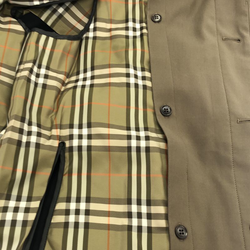 中古】BURBERRY ステンカラーコート サイズLL カーキ ライナー付き