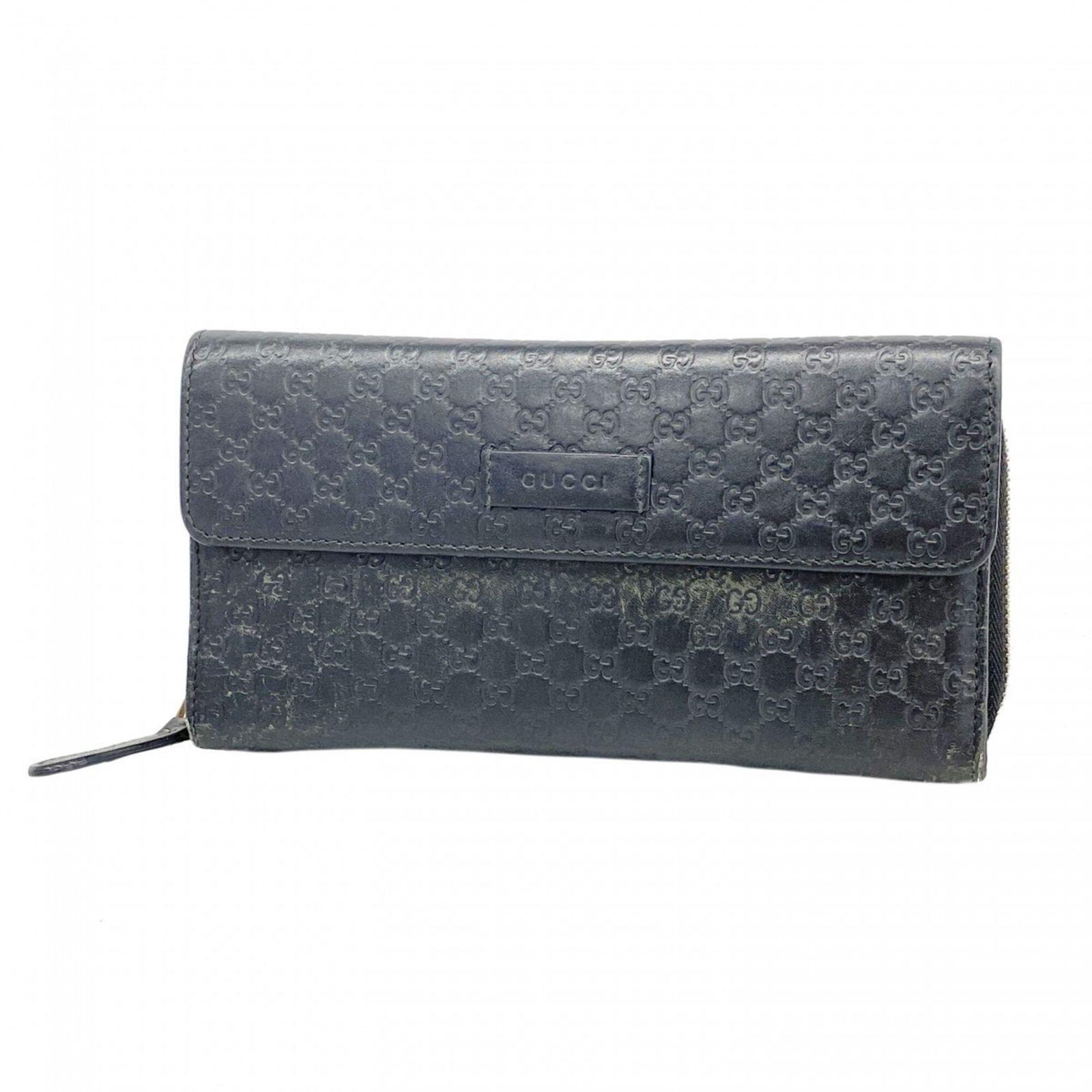 グッチ(Gucci) グッチ 長財布 マイクログッチシマ 449364 レザー ブラック レディース