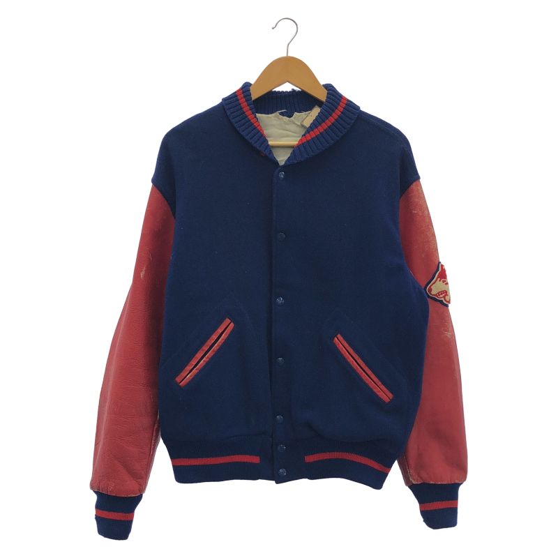 50s〜60s Lasley Knitting Co. USA製 スタジャン 中古】60s LASLEY KNITTING スタジャン 44 レッド×ブルー ラスレイ