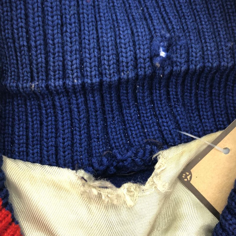 中古】60s LASLEY KNITTING スタジャン 44 レッド×ブルー ラスレイ