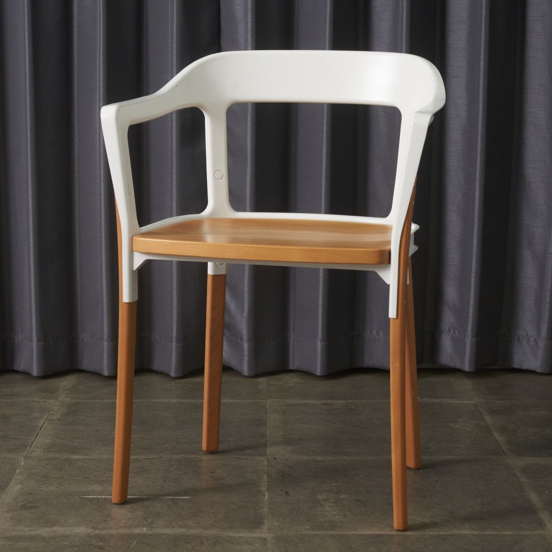 magis スティール ウッド チェア 木製 ビーチ 肘付き 椅子 アームチェア STEELWOOD CHAIR マジス イタリア モダン ホワイト 101240