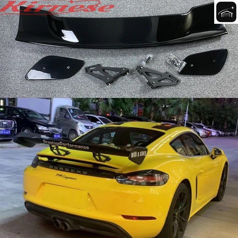 3D カーボンファイバー製 カーリアウイングトランクスポイラー ポルシェ ケイマン 981 986 987 718 GT 2016 - 20 カスタム パーツ