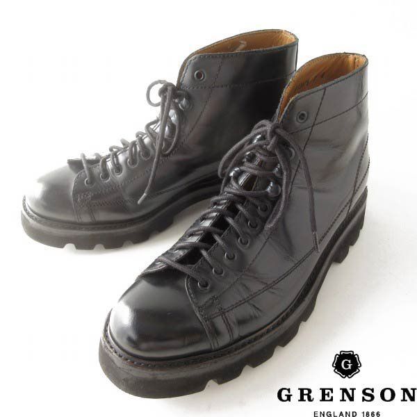 GRENSON グレンソン モンキーブーツ 黒 UK9 27.5cm ブラック ラインマンブーツ 上代7万円 D154-32-0050ZT