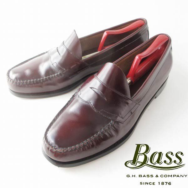 美品 G.H.Bass&Co WEEJUNS LOGAN ペニー ローファー 11.5EEE 幅広29.5~30cm バーガンディ系 ジーエイチバス アメトラ D154-32-0052ZT