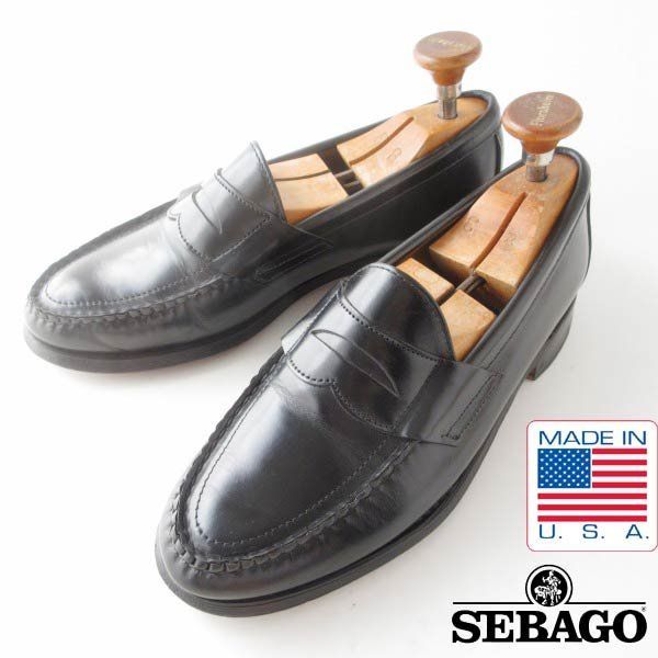 USA製 SEBAGO セバゴ ペニー ローファー 黒 7-3E 幅広25.5cm ブラック アメリカ製 ビンテージ 靴 アイビー D154-32-0054ZT