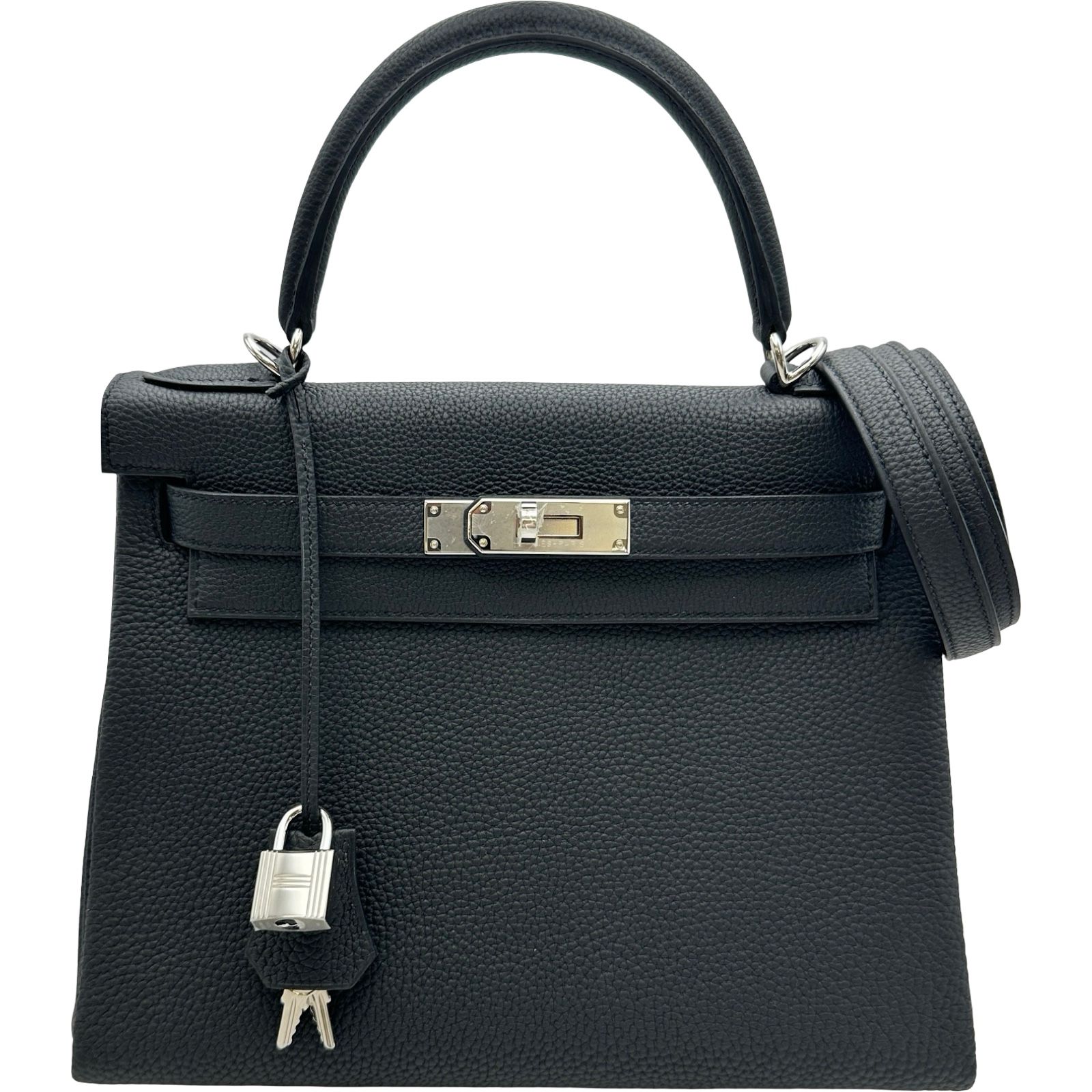 エルメス HERMES ケリー28 内縫い G刻印 ブラック シルバー金具 トゴ レディース ハンドバッグ