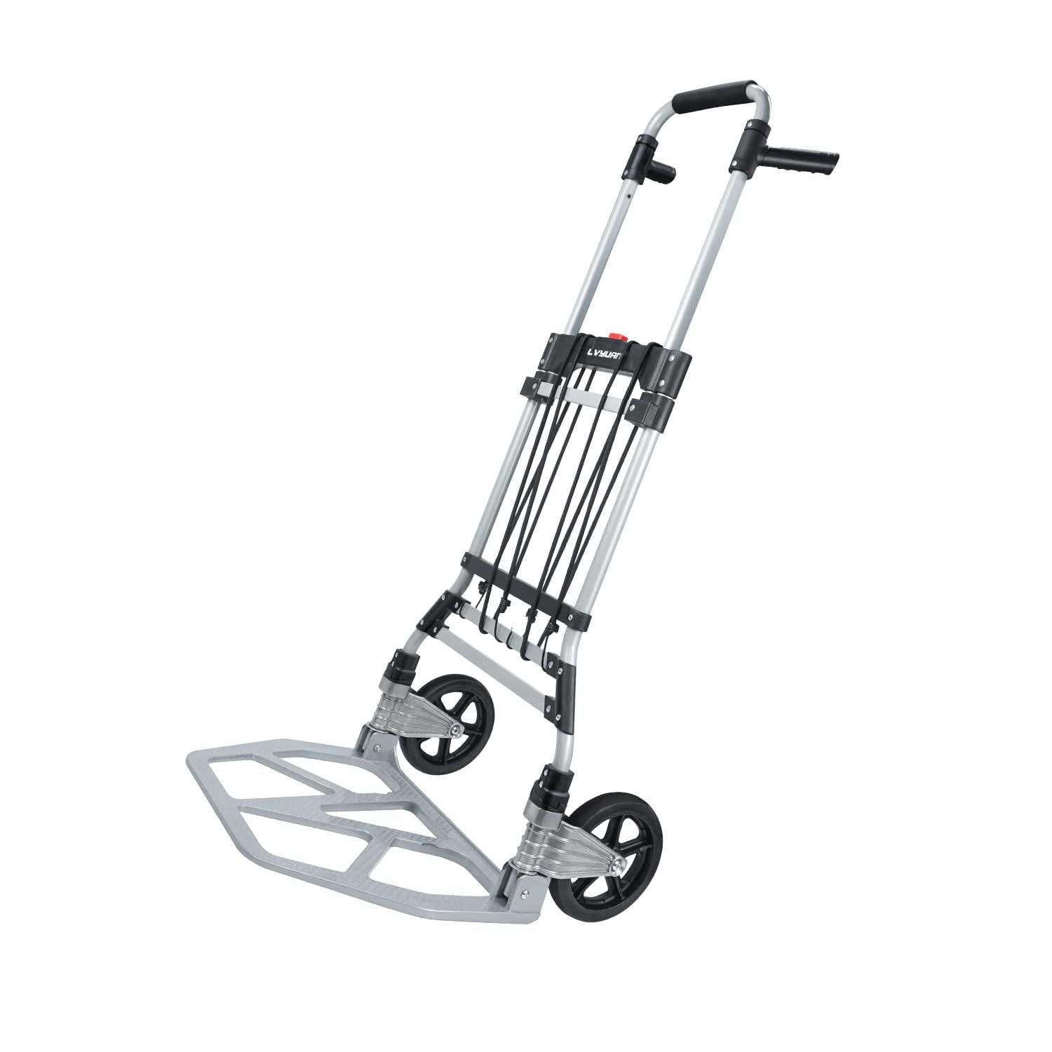 LVYUAN キャリーカート 耐荷重160kg スチール製 荷重王 L SIZE 最新進?版折りたたみ ハンドキャリー 荷物カート 台車 折りたたみ式 ハンドトラック 業務用 大型タイヤ 高さ調節 組み立て不要 固定ロープ付 荷物運搬 業務用 引越し 釣り /