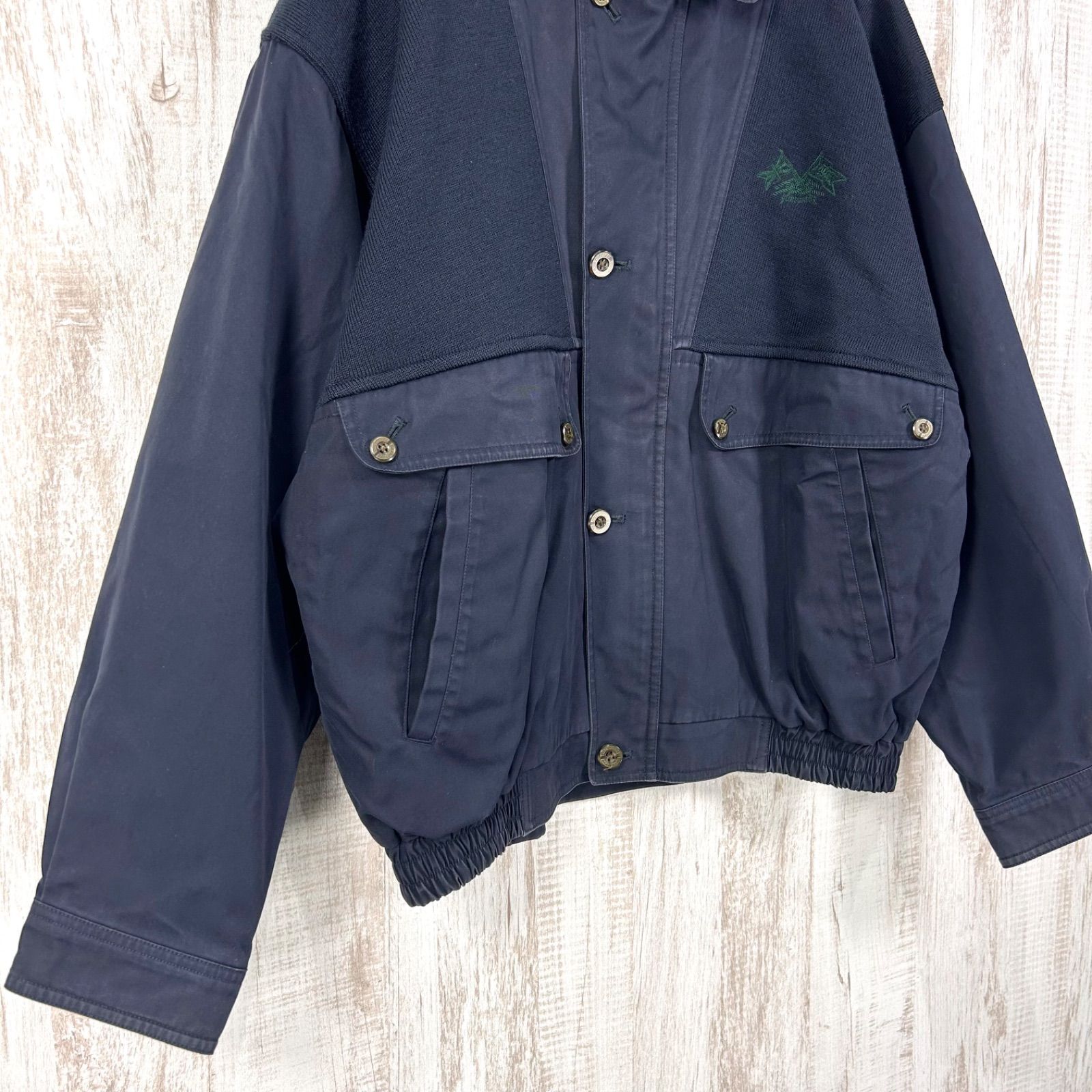 Burberry's 90s vintage 襟付きカーディガン ネイビー 古着 90s Burberrys ヴィンテージ バーバリーズ ニット切替 スイング