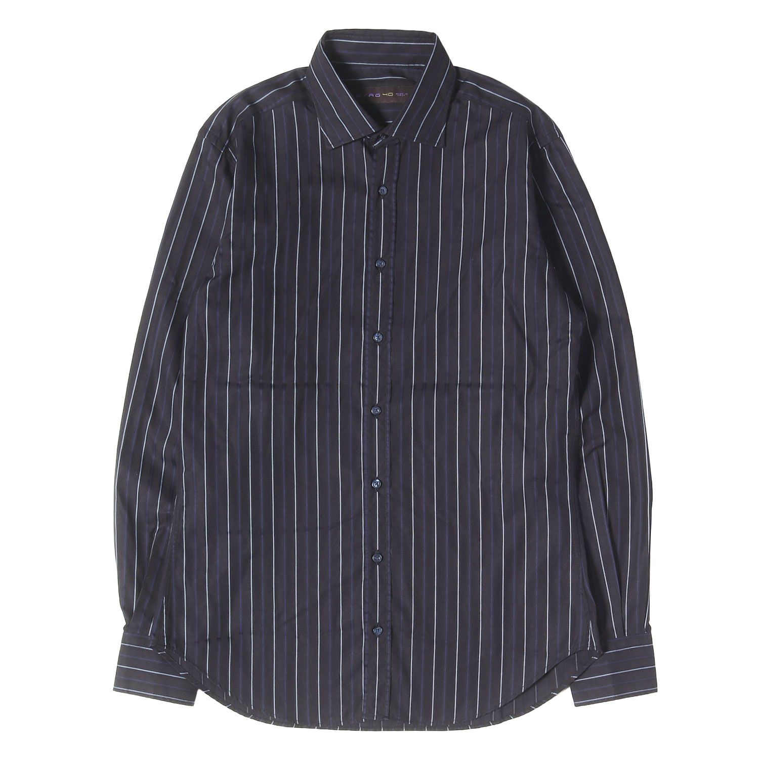 【美品】ETRO エトロ シャツ ダークネイビー 紺 サイズ:40 ストライプ ドレスシャツ トップス カジュアルシャツ イタリア製【メンズ】【中古】