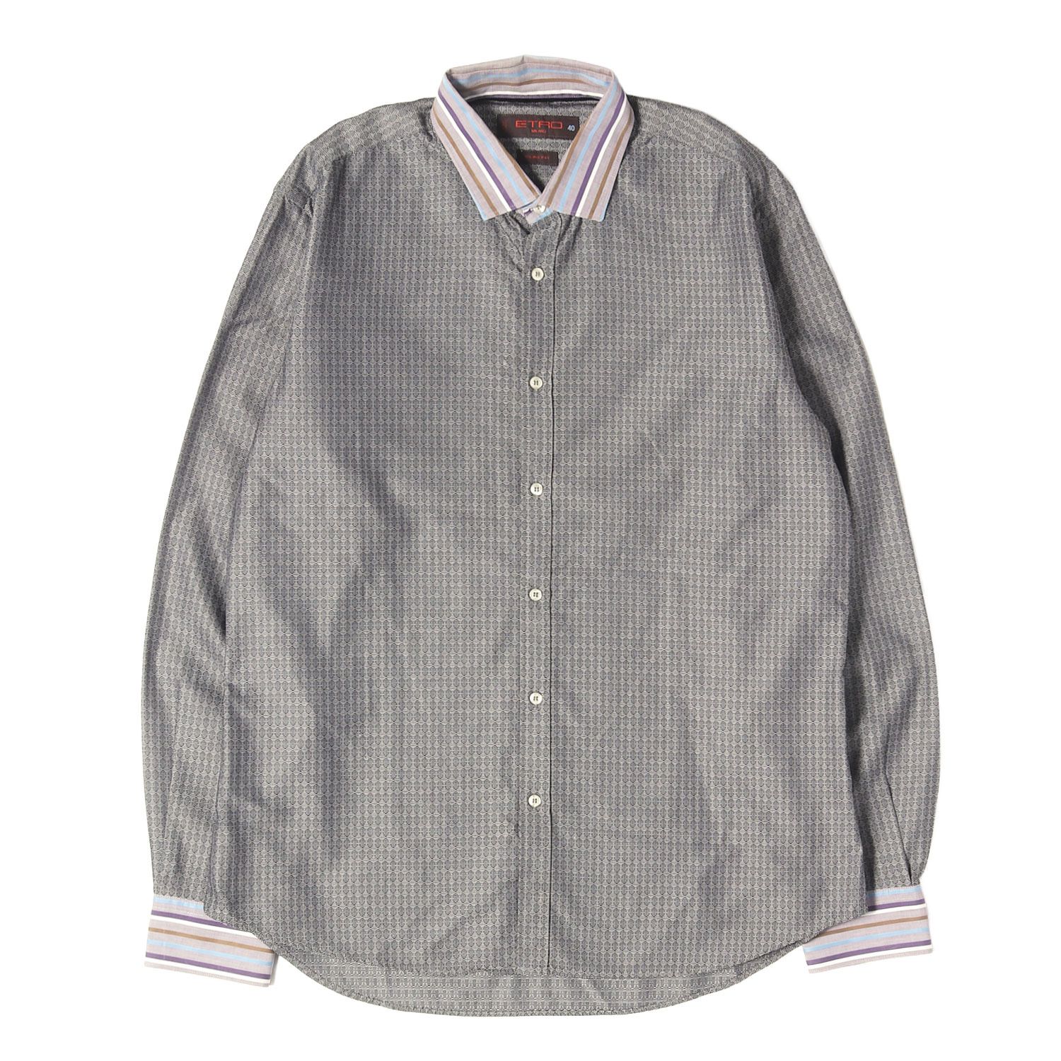 【美品】ETRO エトロ シャツ ヘザーグレー サイズ:40 ジオメトリック クレリック ドレスシャツ SLIM FIT トップス カジュアルシャツ 長袖 【メンズ】【中古】