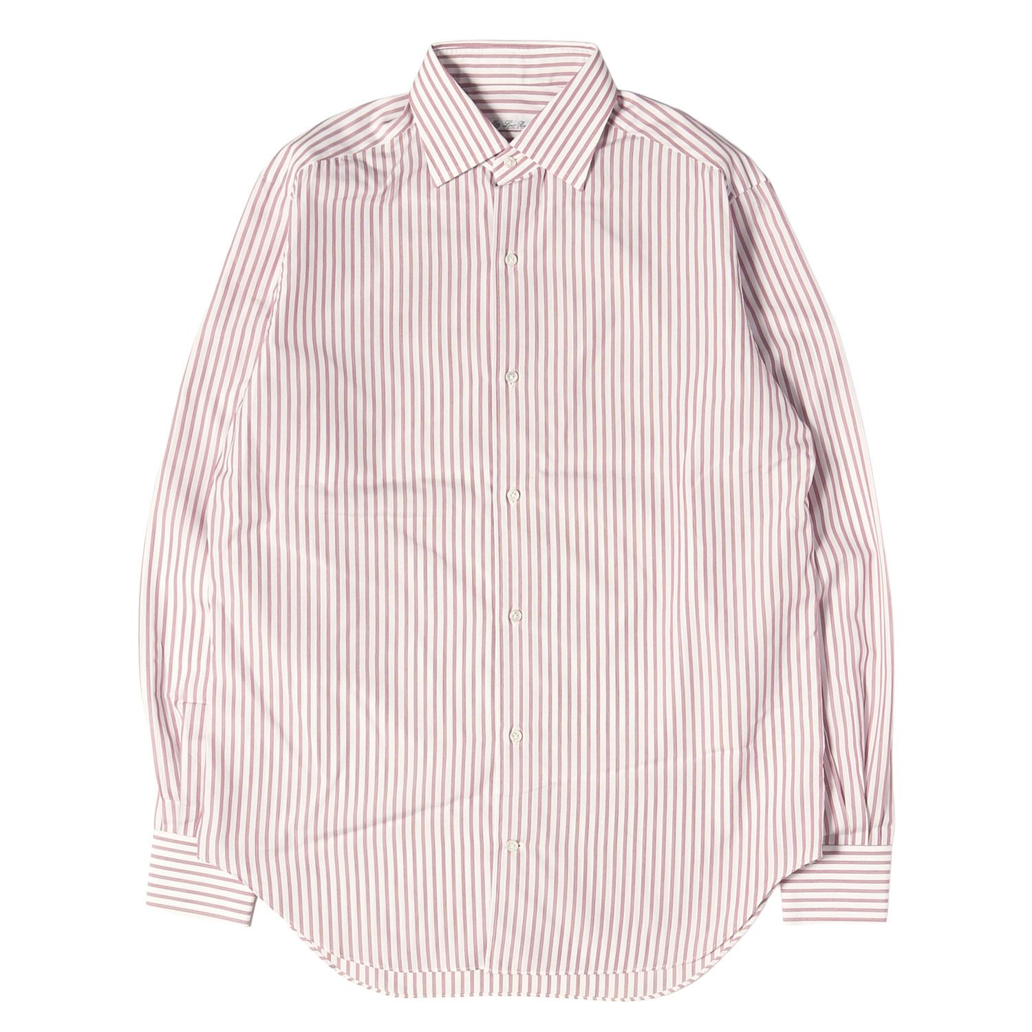 【美品】Loro Piana ロロ・ピアーナ シャツ ホワイト レッド 白赤 サイズ:15 1/2(39) ストライプ ドレス シャツ イタリア製 トップス カジュアルシャツ 長袖【メンズ】【中古】