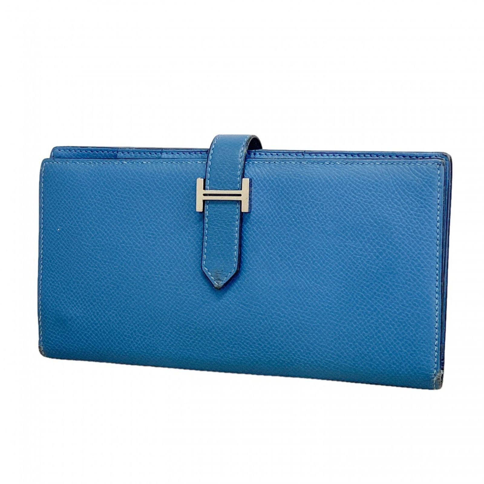 エルメス(Hermes) エルメス 長財布 ベアンスフレ ヴォーエプソン アズール C刻印メンズ レディース