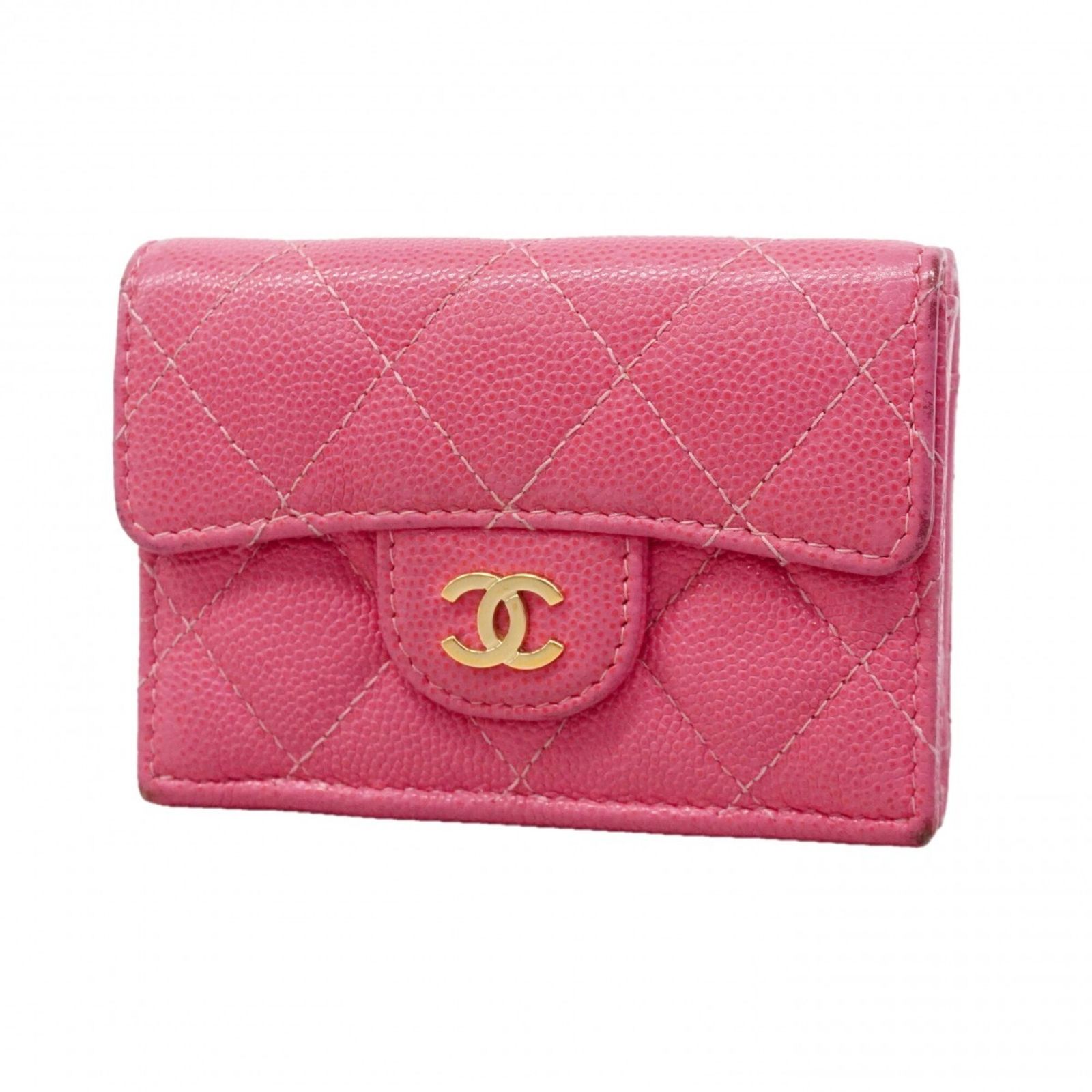 シャネル(Chanel) シャネル 三つ折り財布 マトラッセ キャビアスキン