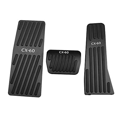 マツダ 新型CX-60 KH系 アルミ ペダル アクセル ブレーキ フットレスト カバー 滑り止め付 被せる ゴム CX60 カスタムドレスアップ パーツ(ブラック)as