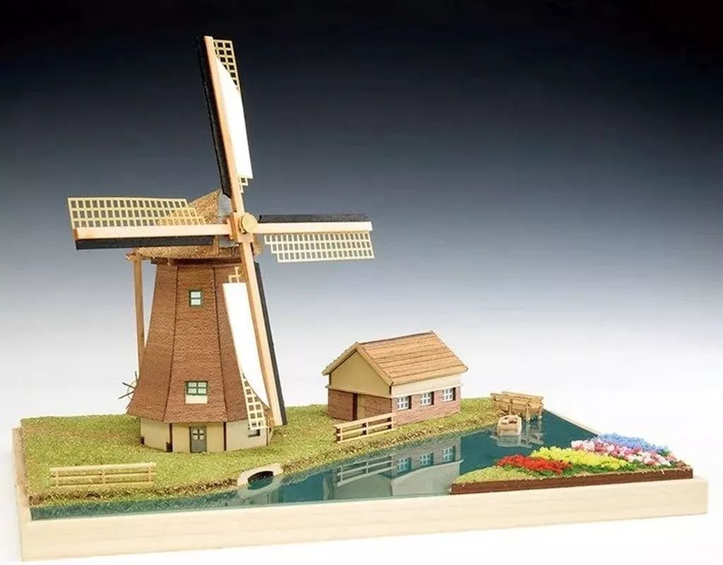 [Brand New] Plastic Model 1/220 Dutch Kinderdijk “European Streetscape Series” Wooden Kit