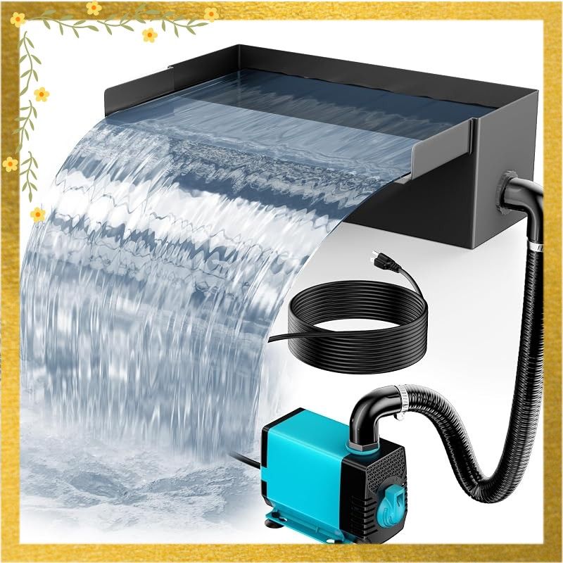 NFESOLAR 池用滝キット 40W 660GPH ポンプ&3mチューブ付き 屋外庭園 ビオトープ 人工滝 水景演出