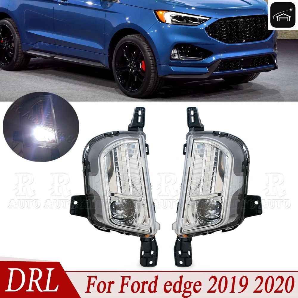 車のデイタイムランニングライト、車のフロントバンパー、LED DRL、フォグランプ、ドライビングフォグライト、ヘッドライト、フォードエッ