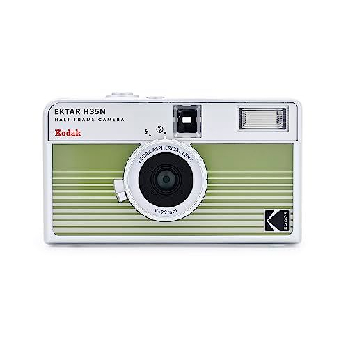 KODAK EKTAR H35N ハーフフレームフィルムカメラ、35mm、再利用可能、フォーカスフリー、バルブ機能、内蔵スターフィルター、コーティングされた改良レンズ (単品, ストライプグリーン)送料無料 6b562b31