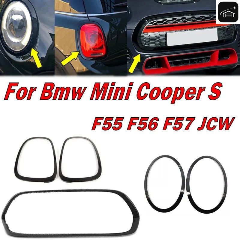 BMW MINI COOPER S F55 F56 F57用エクステリアグロスヘッドライト/テールライトグリルカバートリム
