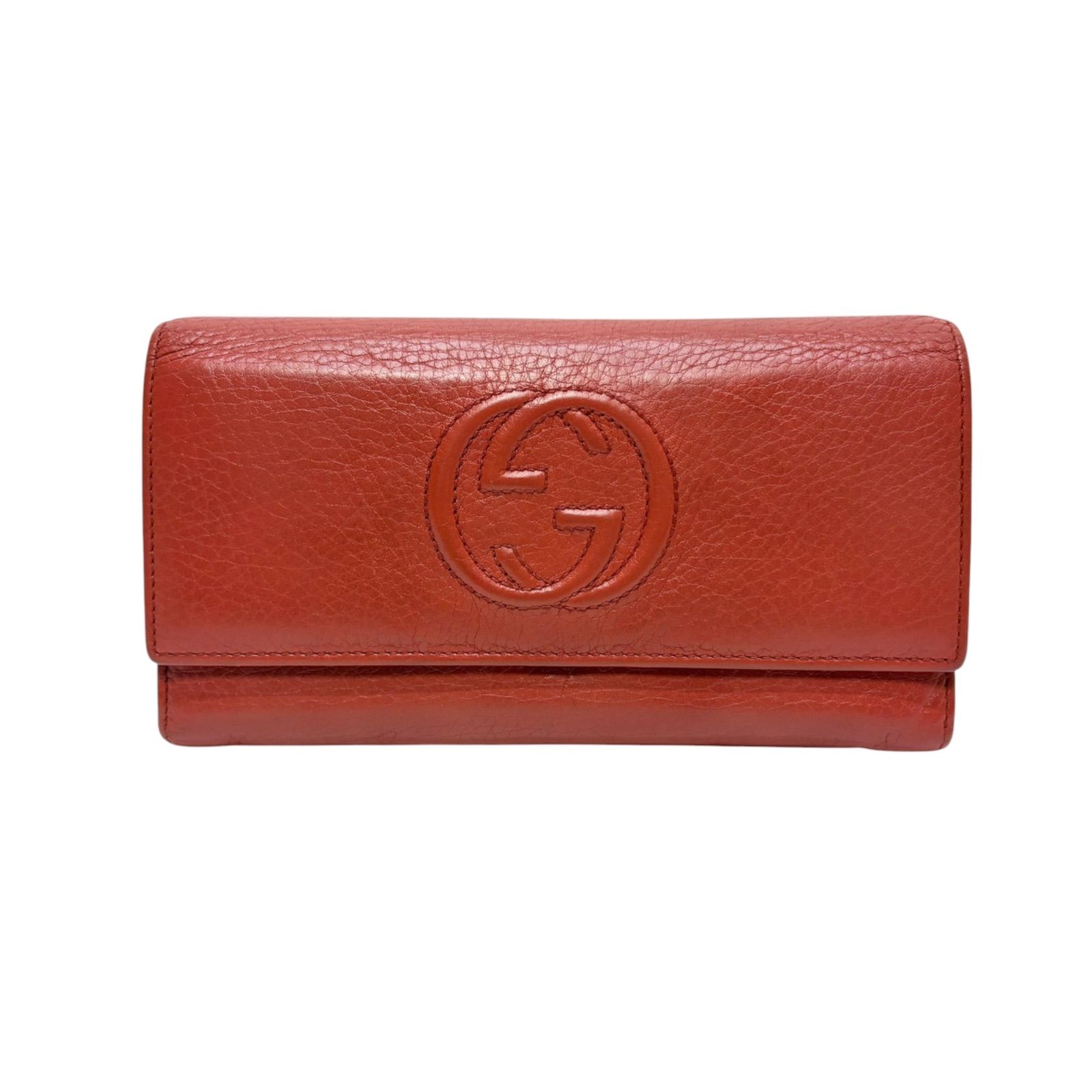 4804 GUCCI グッチ 長財布 ソーホー インターロッキング フラップ コンチネンタル オレンジ レザー