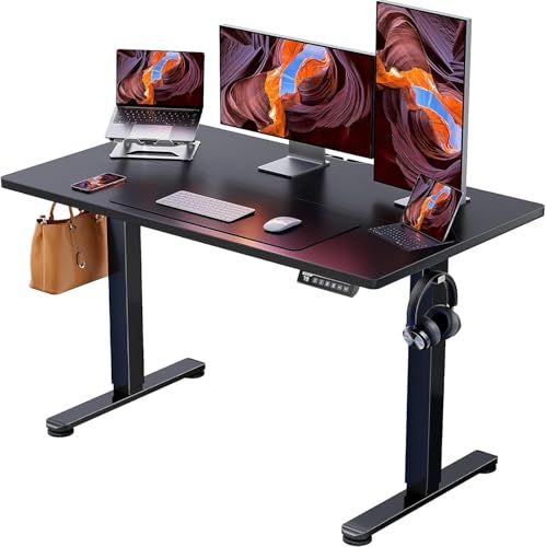 ErGear 電動 オフィスワークテーブル 昇降式デスク スタンディングデスク 幅120cm 耐荷重80kg 高さメモリー機能 上下自動昇降 静音 収納フック付き 机 作業机 テレワーク【幅120 x 奥行き60 x 高さ72-118cm】（ b8540ca6