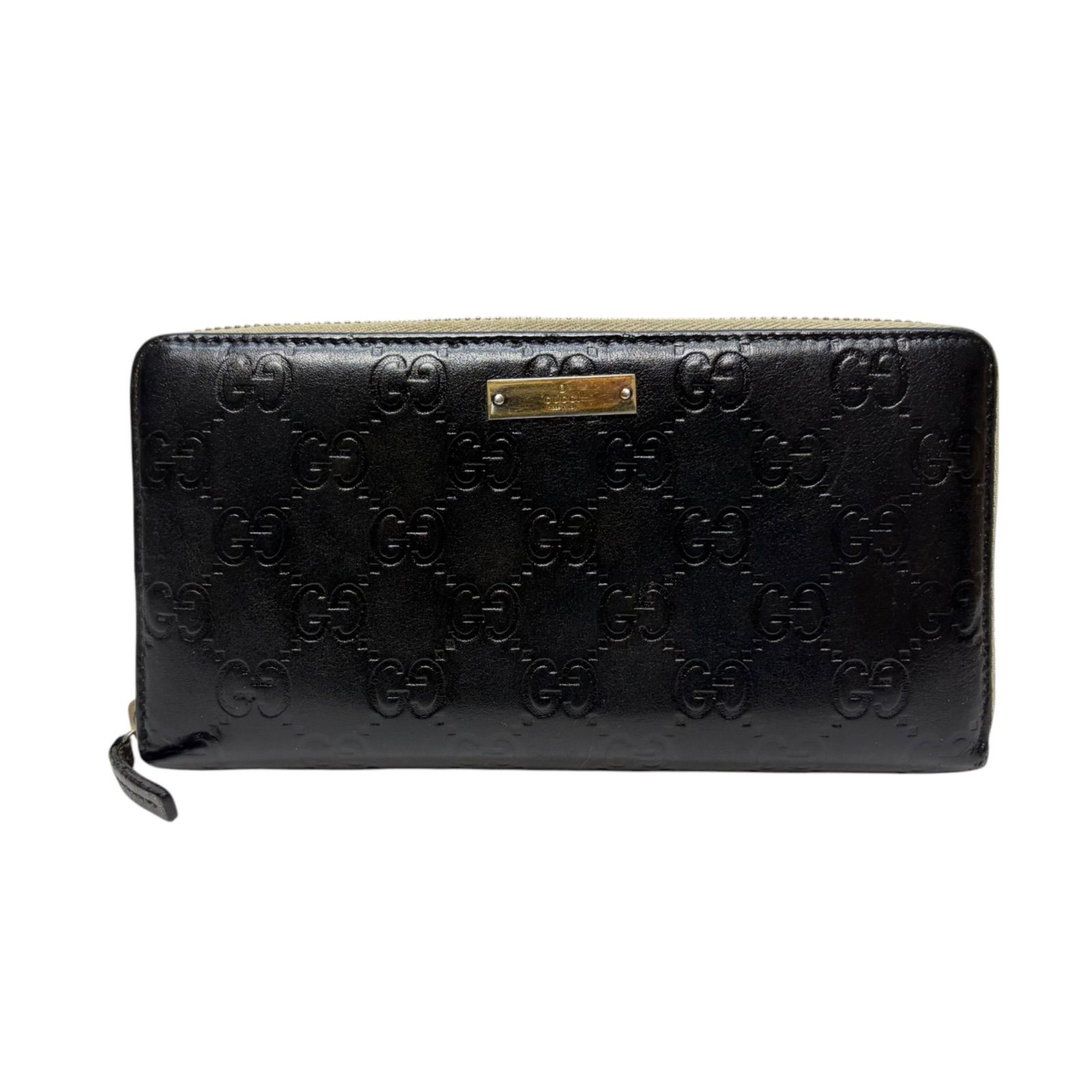 4570 GUCCI グッチ 長財布 シマレザー ラウンドファスナー