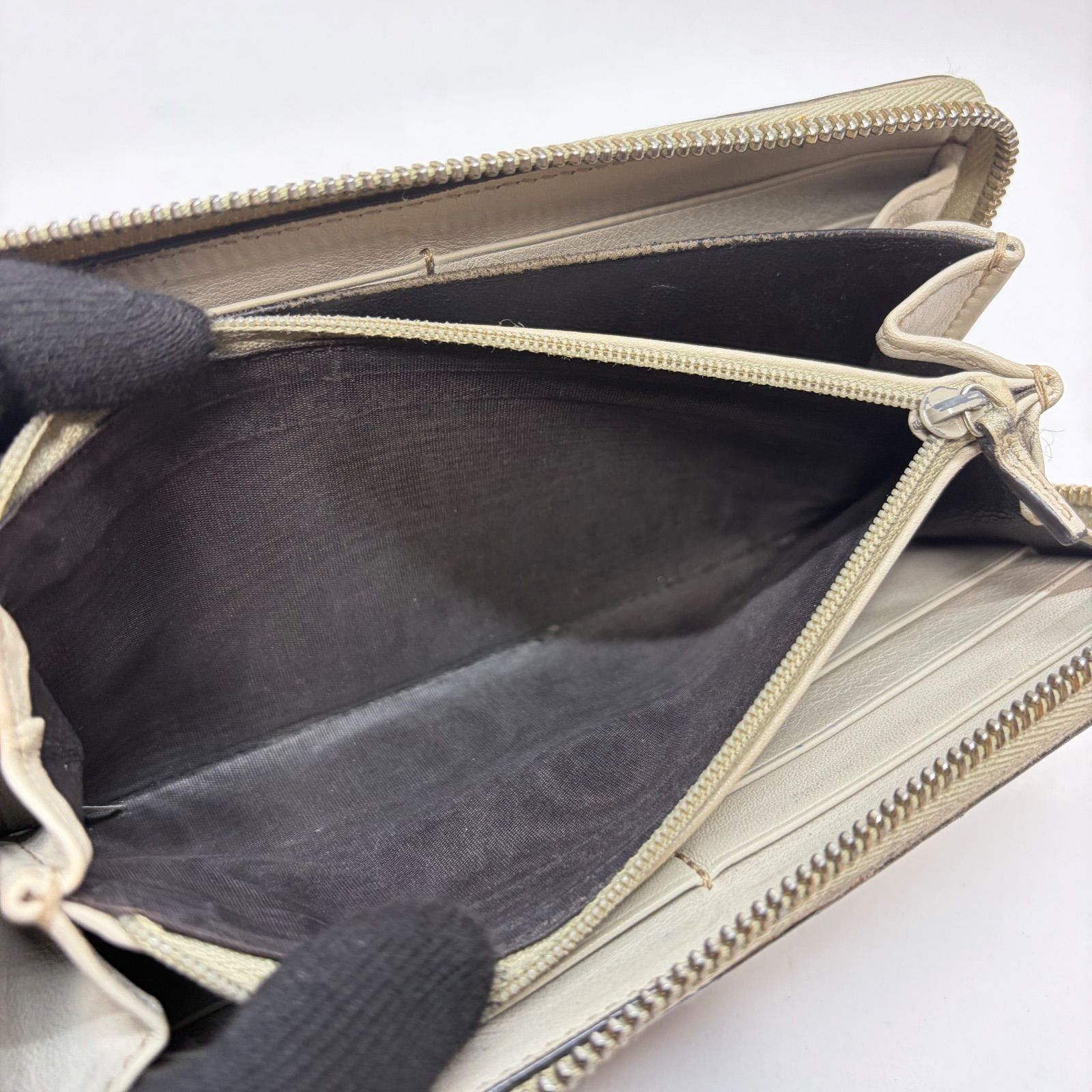 4570 GUCCI グッチ 長財布 シマレザー ラウンドファスナー - メルカリ