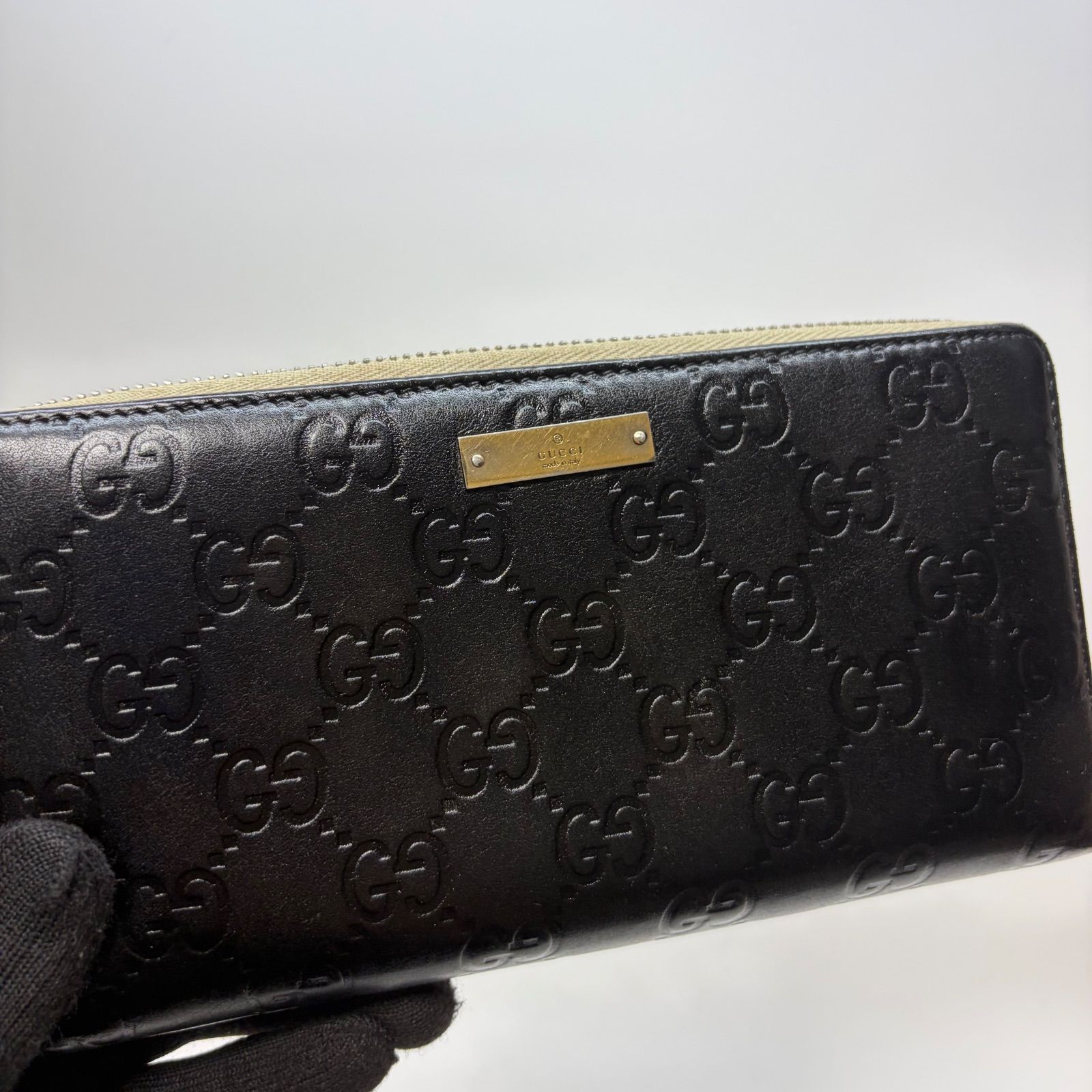 4570 GUCCI グッチ 長財布 シマレザー ラウンドファスナー - メルカリ
