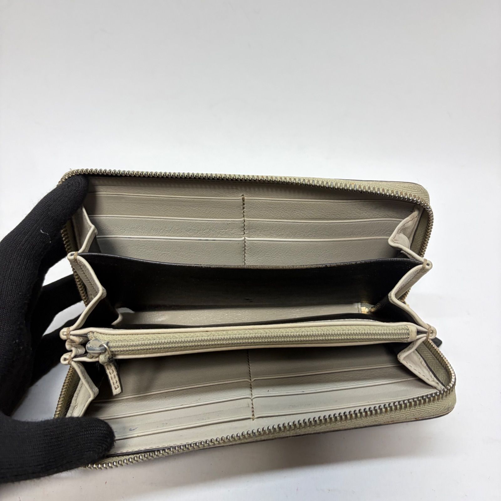 4570 GUCCI グッチ 長財布 シマレザー ラウンドファスナー - メルカリ
