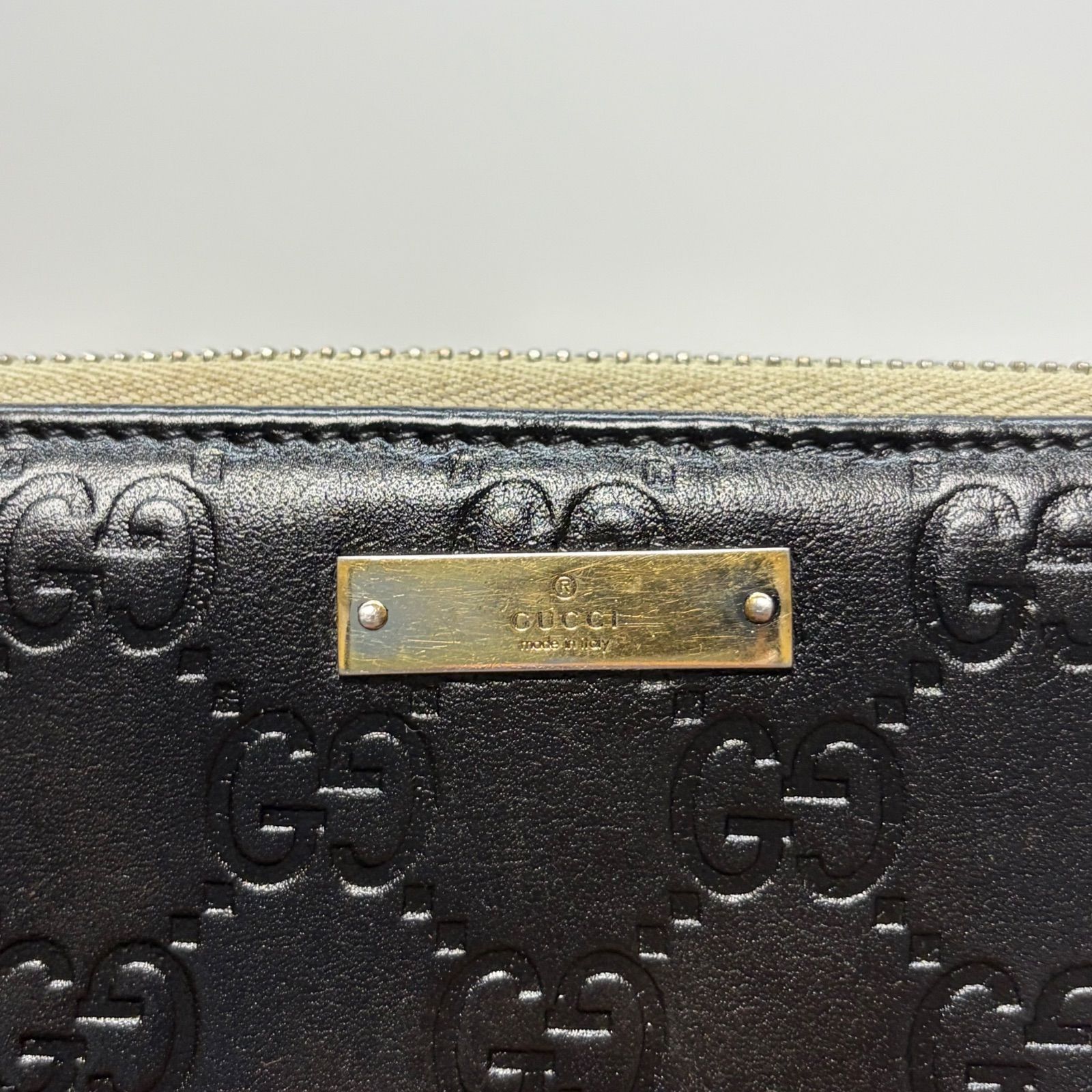 4570 GUCCI グッチ 長財布 シマレザー ラウンドファスナー - メルカリ