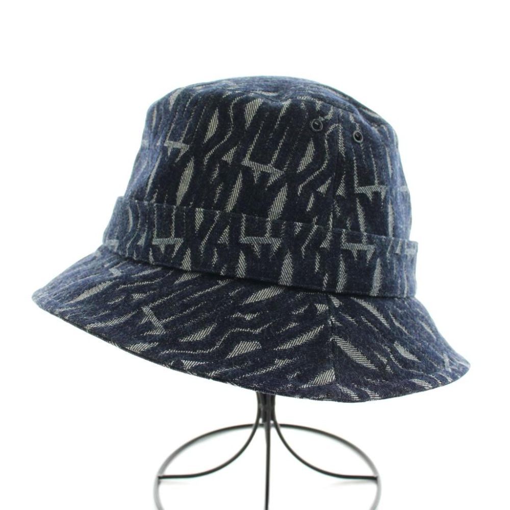 クリスチャンディオール Christian Dior TEDDY ALLOVER SMALL BRIM BUCKET HAT バケットハット バケハ デニム ロゴ 58 紺 ネイビー 5MDC923X130 /KU ■OH