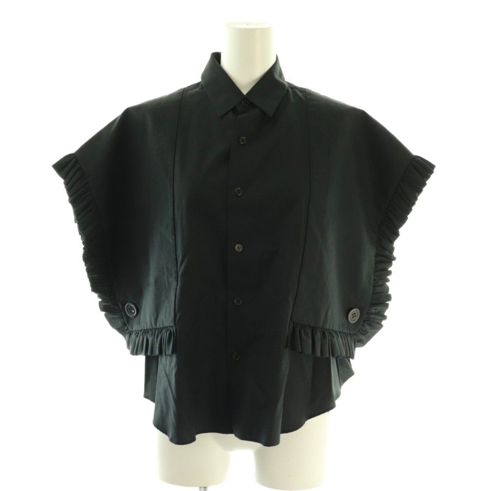 ノワールケイニノミヤ kei ninomiya AD2024 3o-b013 ラッフル半袖シャツ XS ブラック /ES ■OS