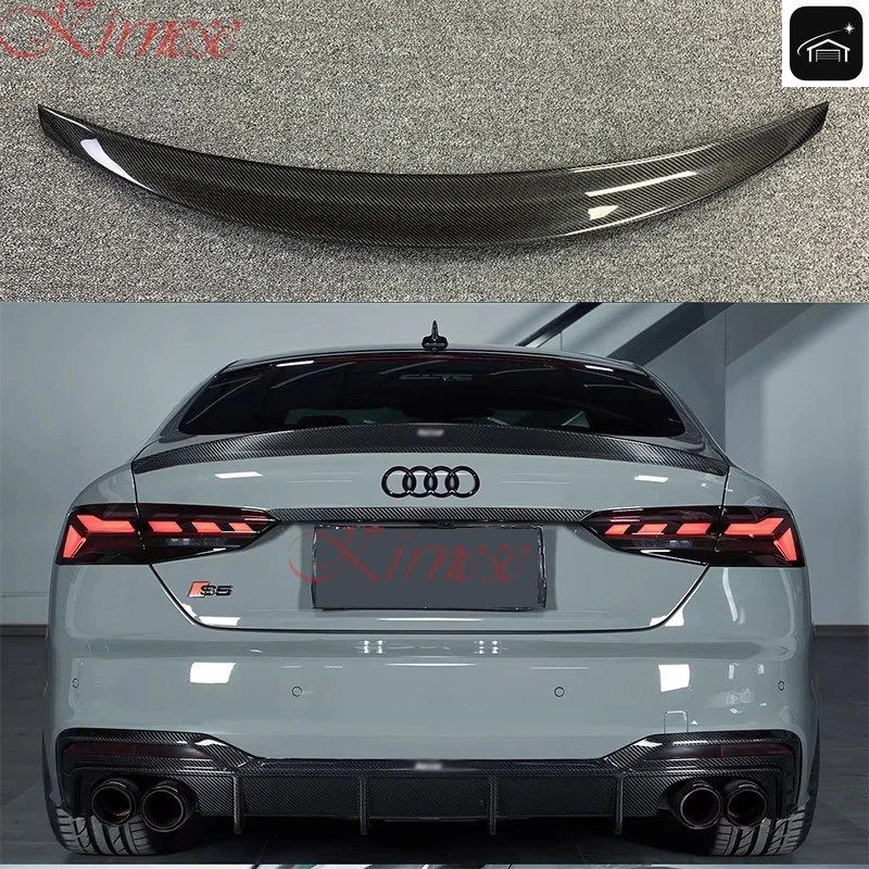 アウディ A5 S5 RS5 B9 2ドア/4ドア クーペ S5スタイル カーボンファイバー リアスポイラー トランクウィング 2017-2023 FRP鍛造カーボン
